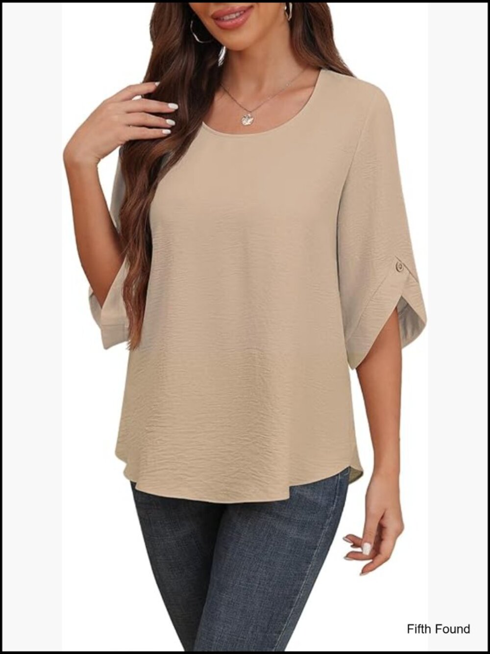 Chiffon Bell Sleeve Blouse Loose Fit Dressy Work Top